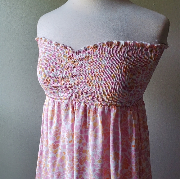 Plum Pretty Sugar Smocked Sleeveless Pink Maxi Dress - Picture 8 of 8